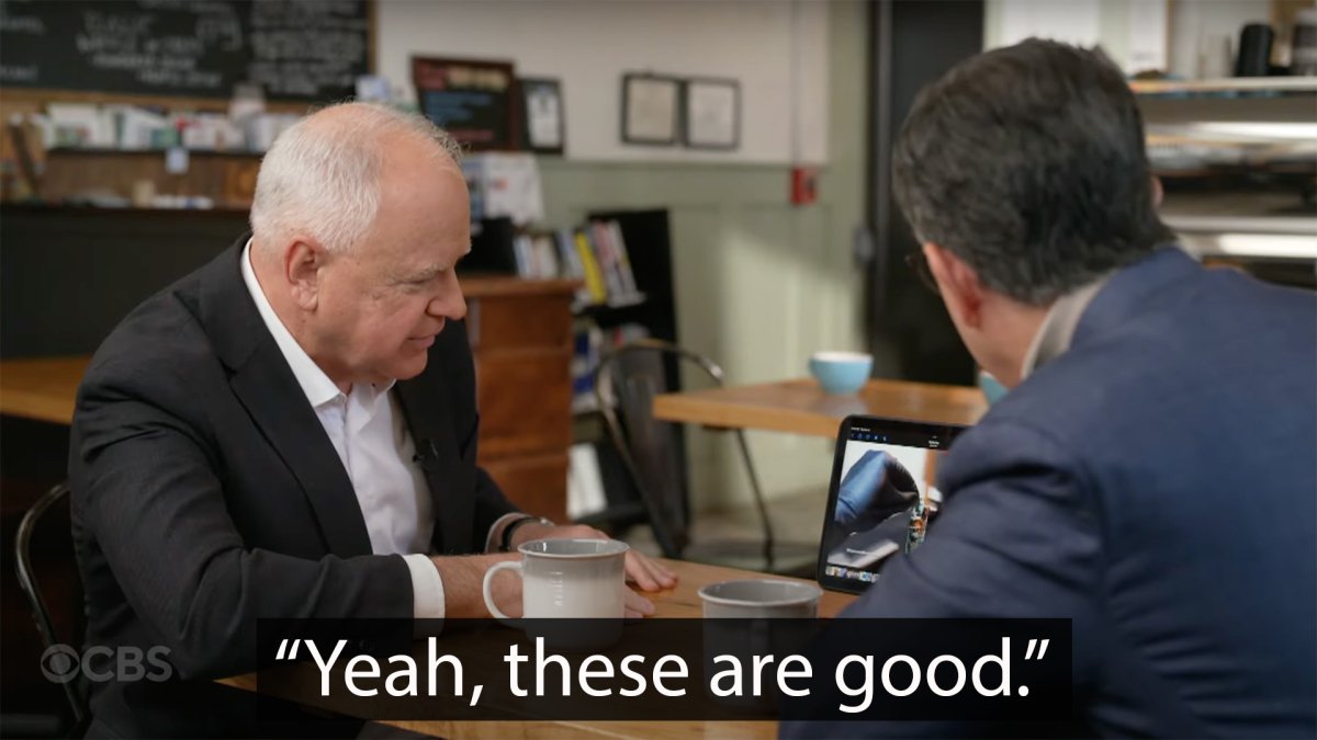 Stephen Colbert and Tim Walz enjoy watching YouTube restoration video