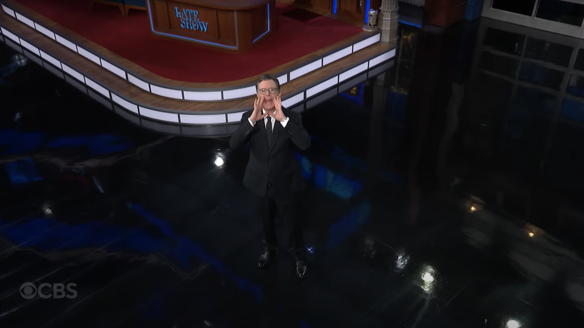 Stephen Colbert contemplates Trump’s rooftop press conference