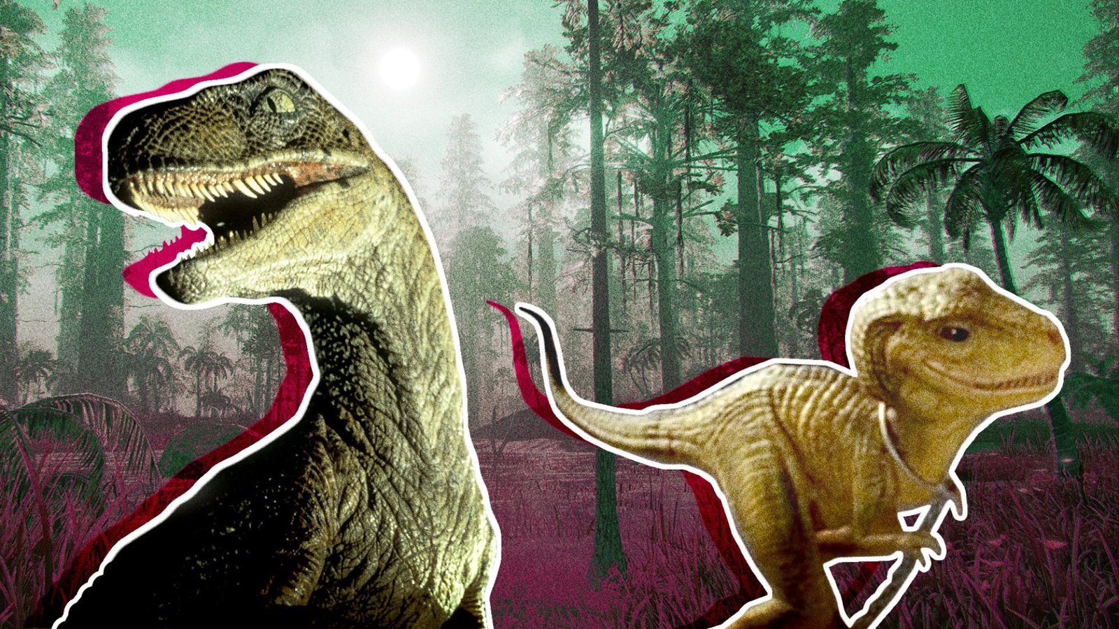 Velociraptor from Jurassic Park and Yoshi from Super Mario Bros movie