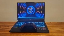 MSI Cyborg 15 on a bench