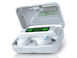 Flux 7 TWS Earbuds with Wireless Charging Case and Power Bank on a white background.