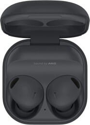 samsung galaxy buds2 pro earbuds in a case against a white background