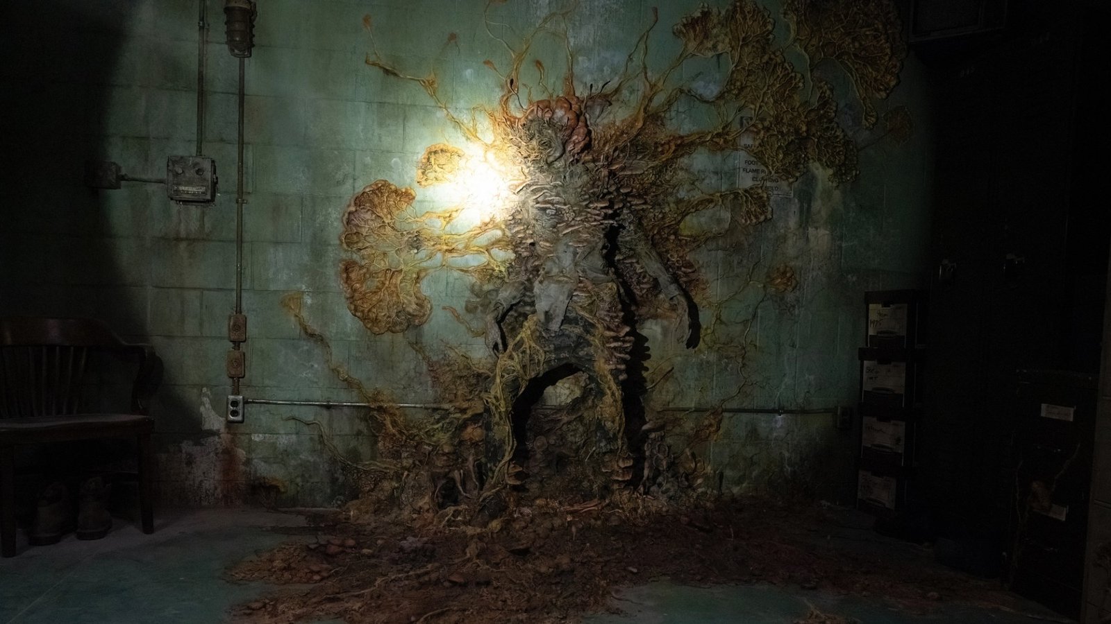 A corpse covered in fungus.