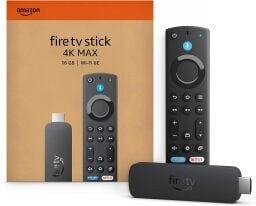 amazon fire tv stick 4k max streaming device against a white background