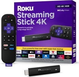 The Roku Streaming Stick 4K on a white background