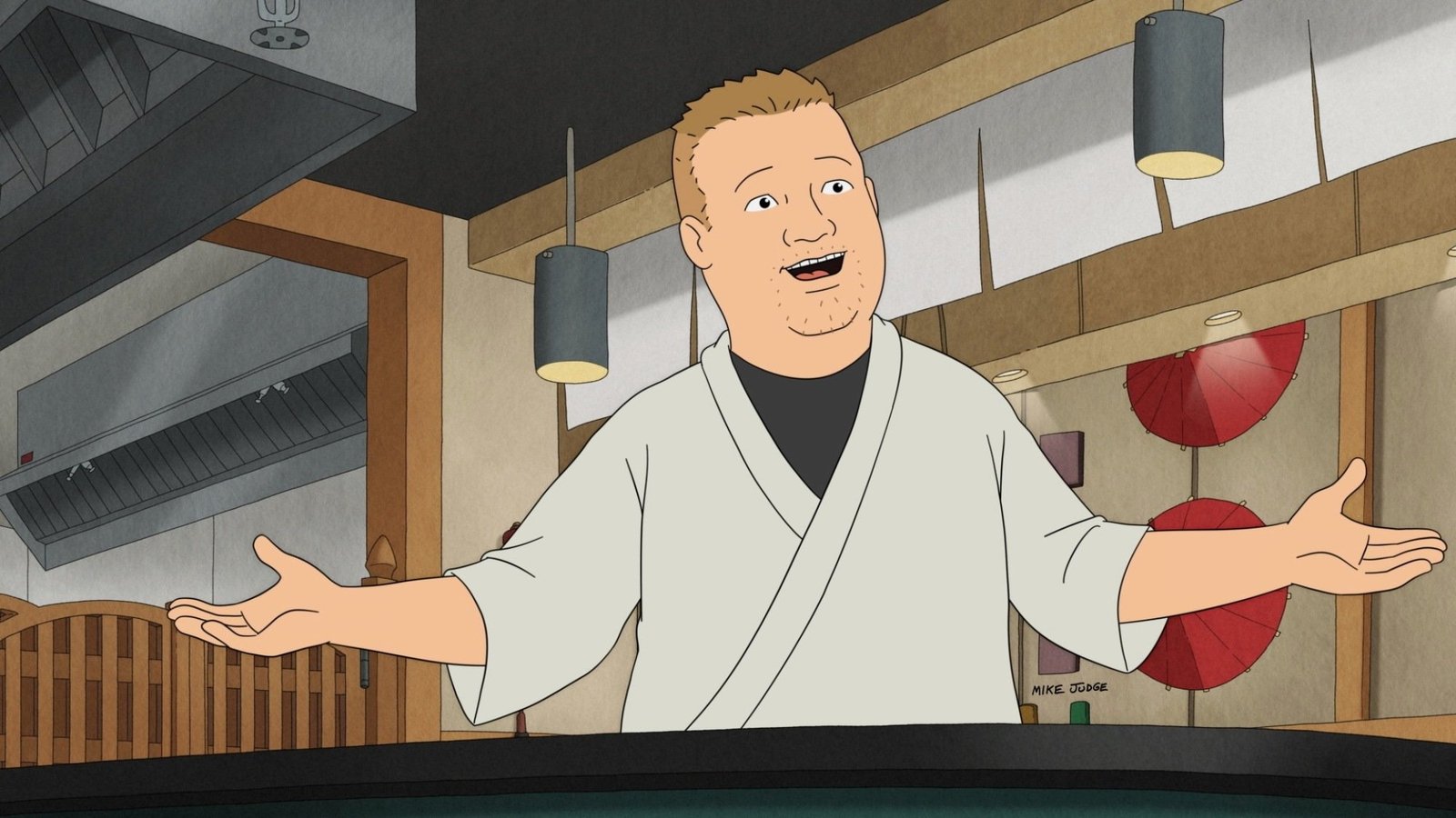 Bobby Hill in his restaurant Robata Chane in "King of the Hill."