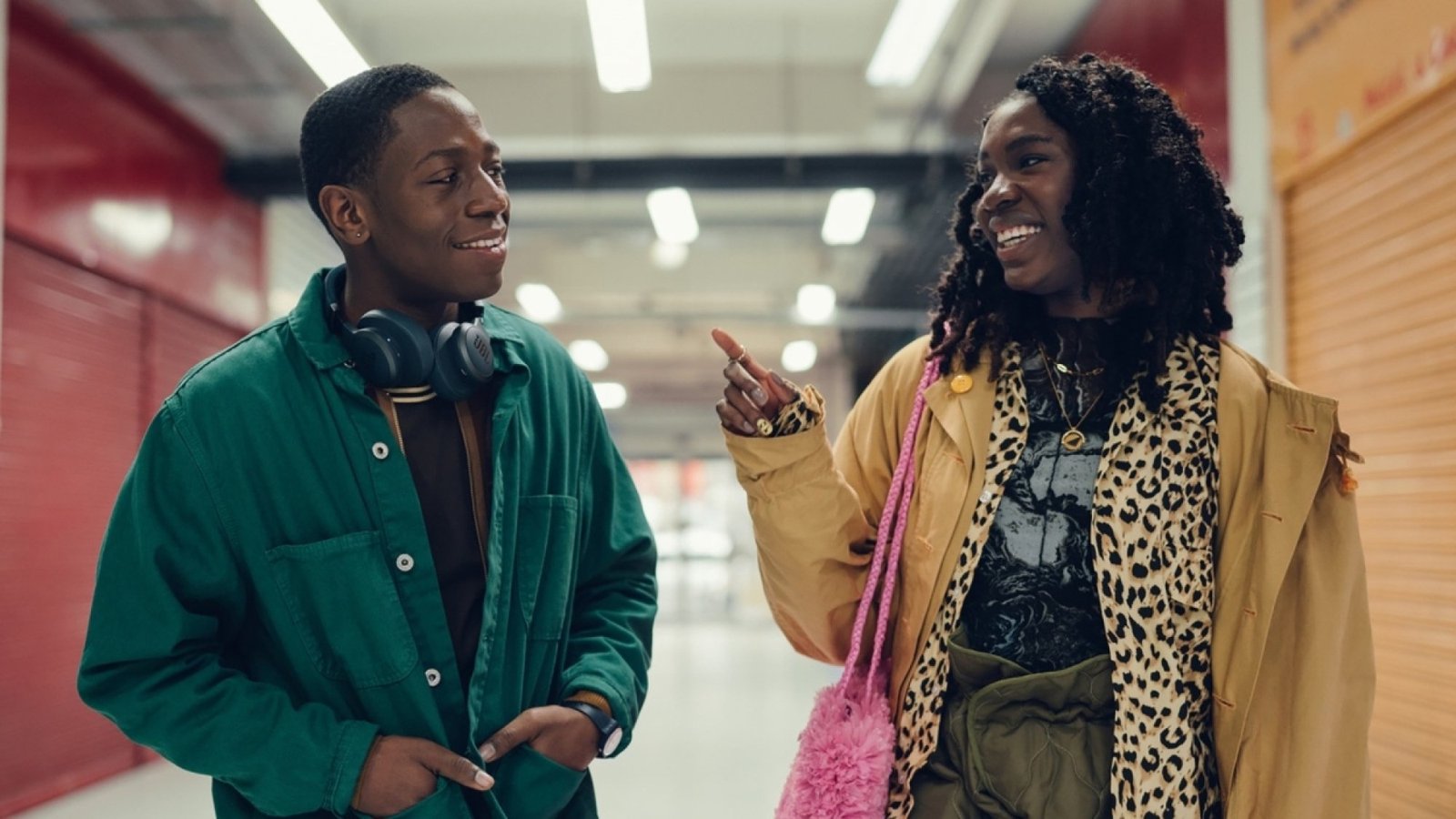 David Jonsson and Vivian Oparah have a laugh in "Rye Lane."