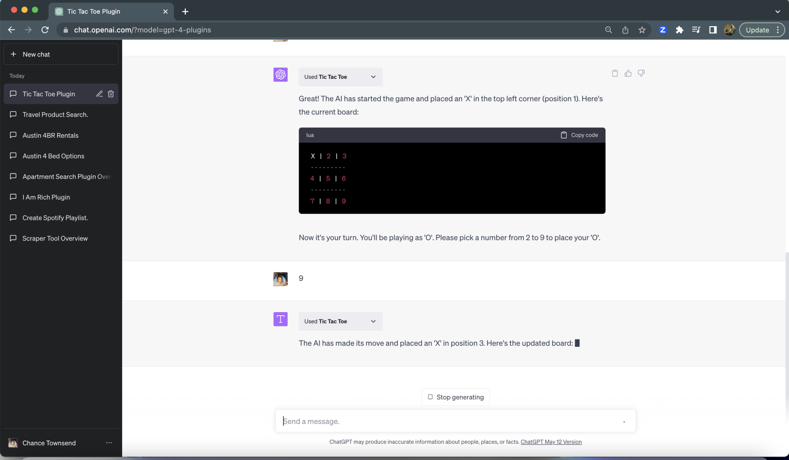 Screenshot from ChatGPT