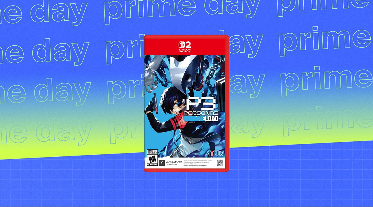 A copy of Persona 3 Reload for the Nintendo Switch 2 on a blue and green background